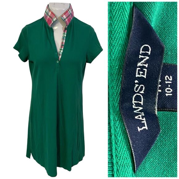 Lands End Polo Dress Womens Size Medium Green Summer Sporty Resort Vacation Work - Picture 1 of 10